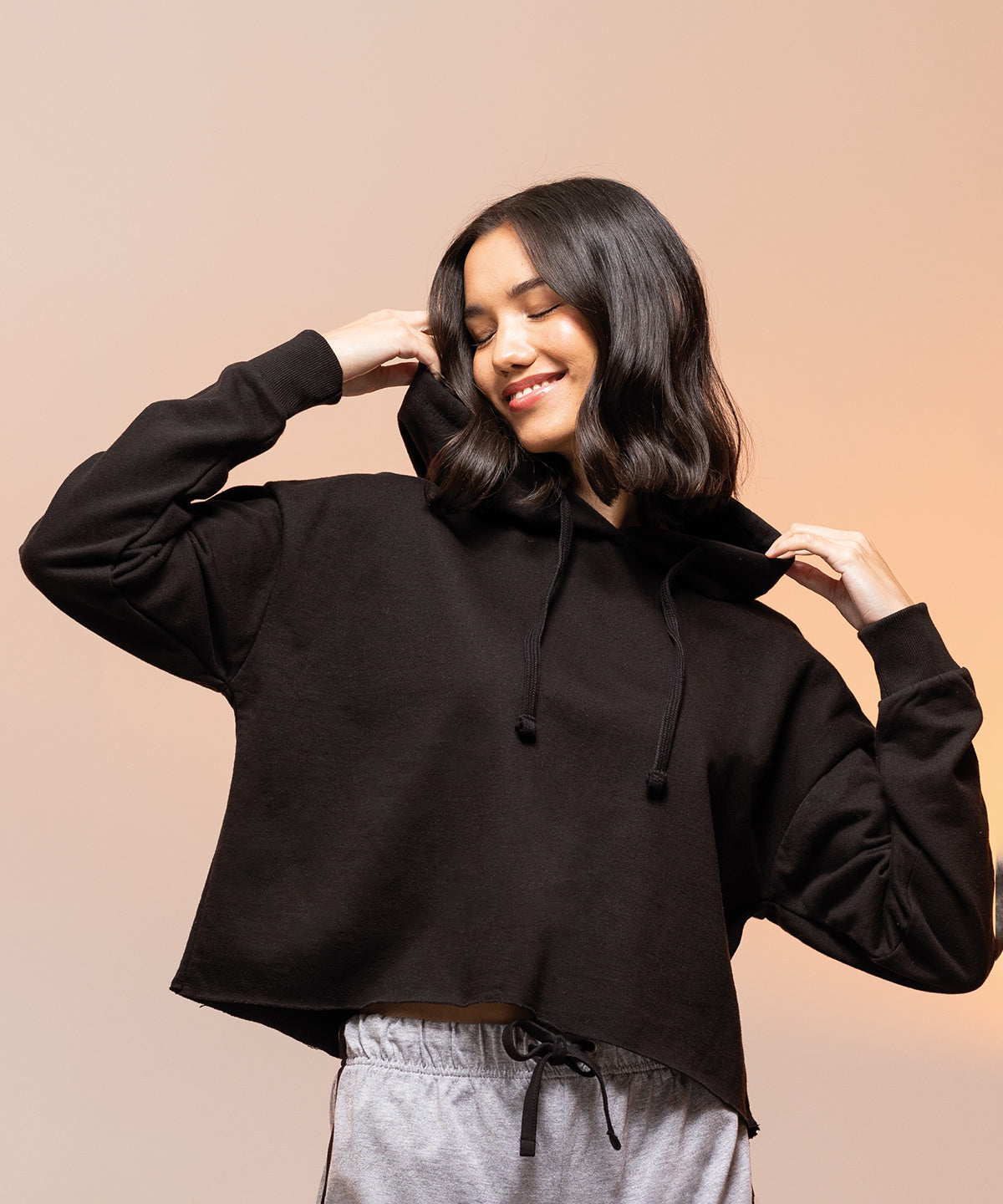 Heather Grey - Women's cropped slounge hoodie - GarmentEmbroidery