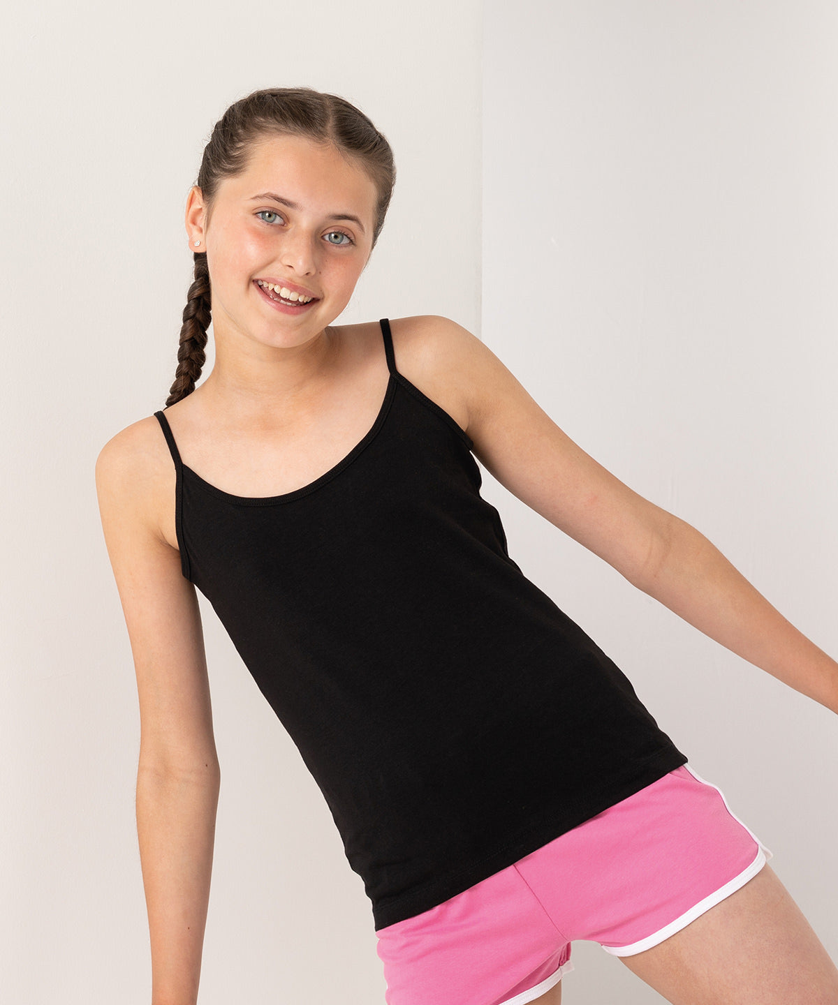 Black - Kids feel good stretch spaghetti vest - GarmentEmbroidery