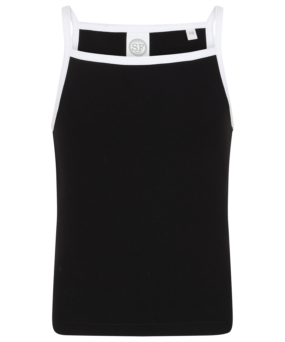 Black/White - Kids feel-good stretch contrast strappy vest - GarmentEmbroidery