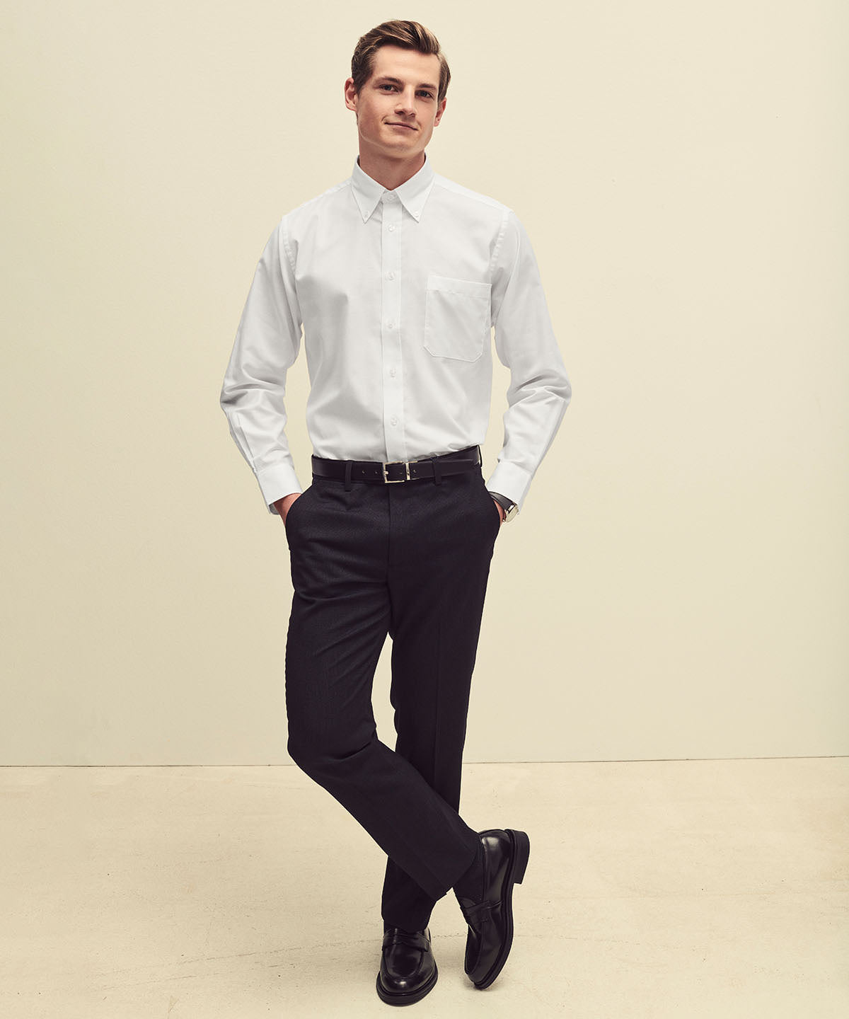 Black - Oxford long sleeve shirt - GarmentEmbroidery