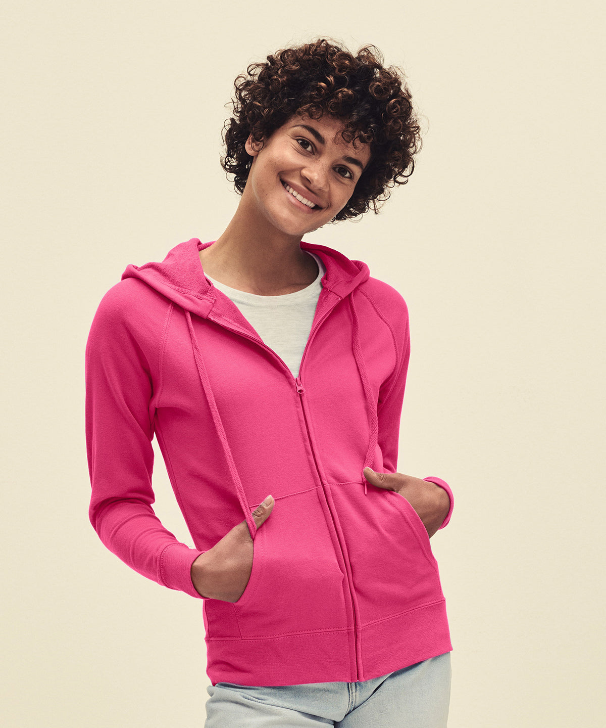 Heather Grey - Women's lightweight hooded sweatshirt jacket - GarmentEmbroidery