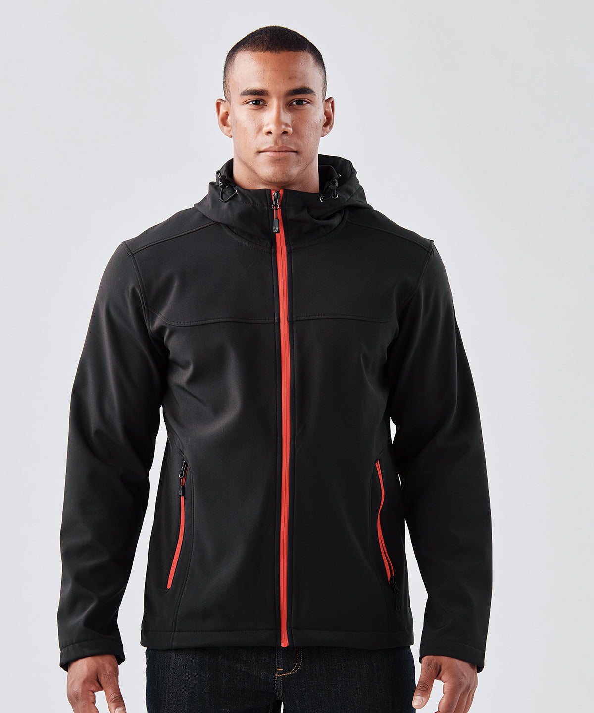 Black/Dolphin - Orbiter softshell hoodie - GarmentEmbroidery