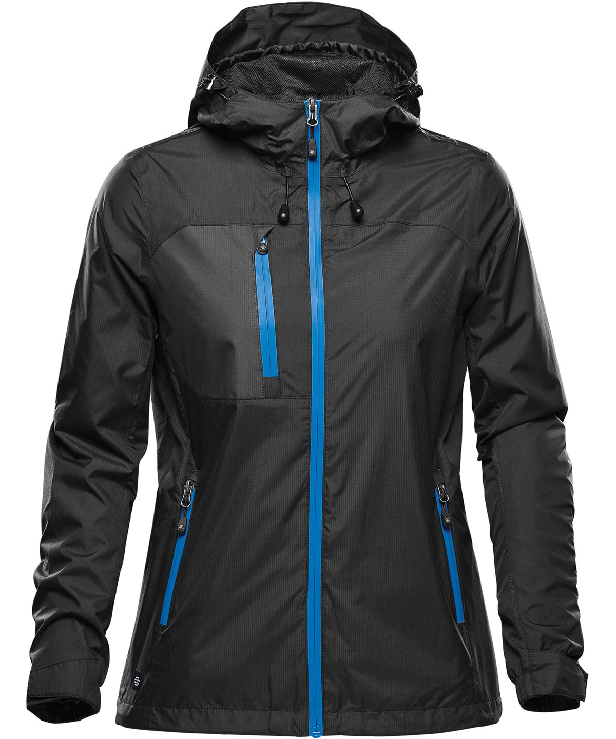Black/Azure Blue - Women's Olympia shell - GarmentEmbroidery