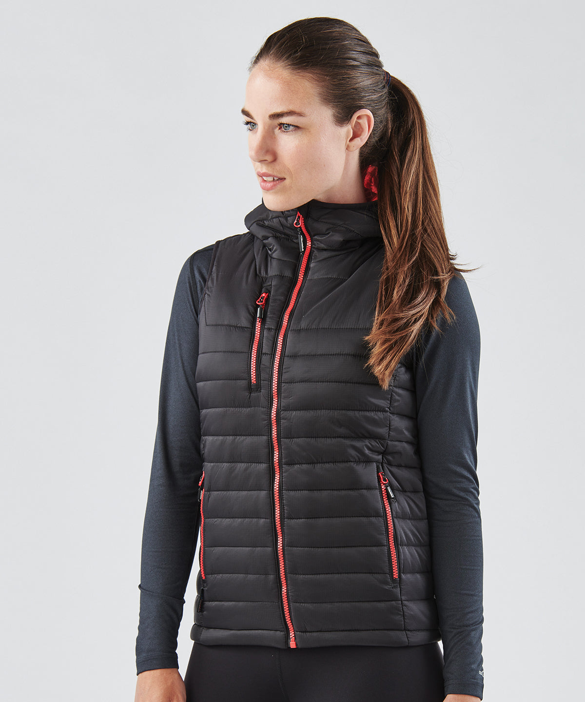 Black/True Red - Women's Gravity thermal vest - GarmentEmbroidery
