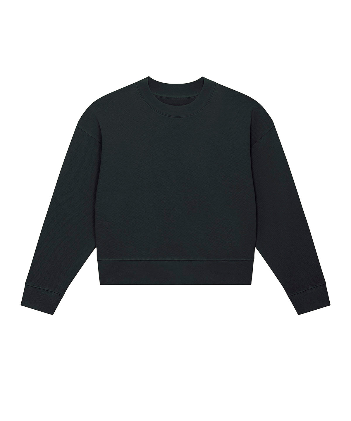 Black - Stella Cropster Wave Terry women's cropped crew neck sweatshirt (STSW874) - GarmentEmbroidery