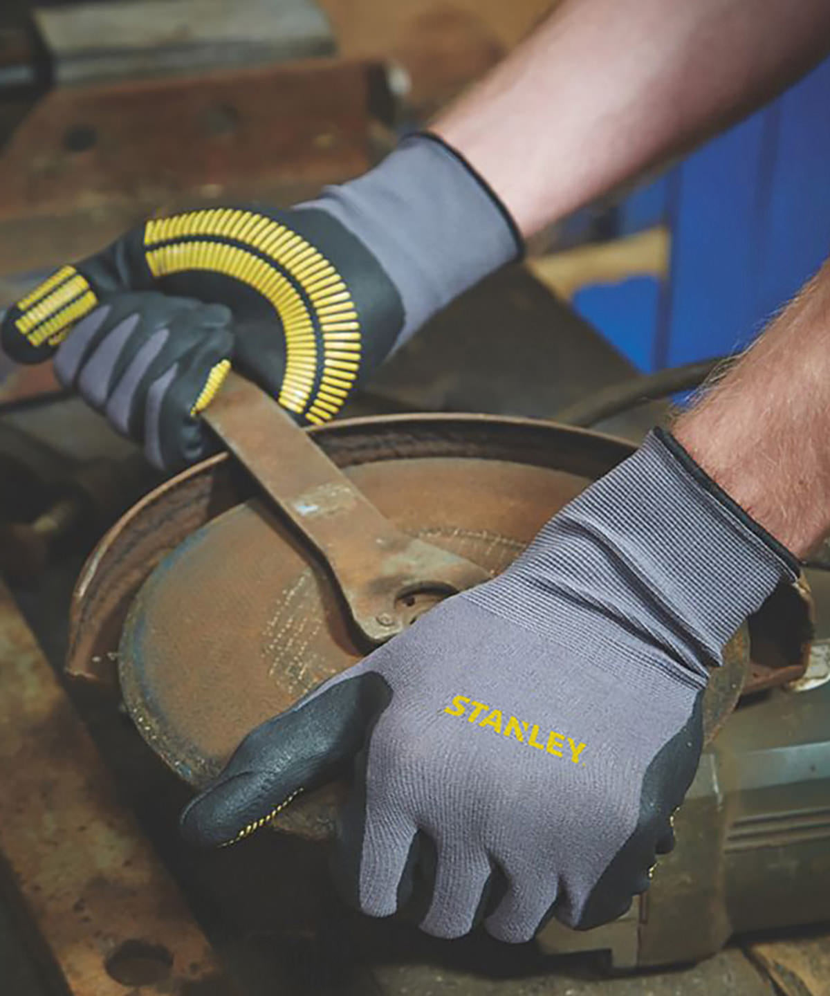 Grey/Black/Yellow - Stanley razor thread gripper gloves - GarmentEmbroidery