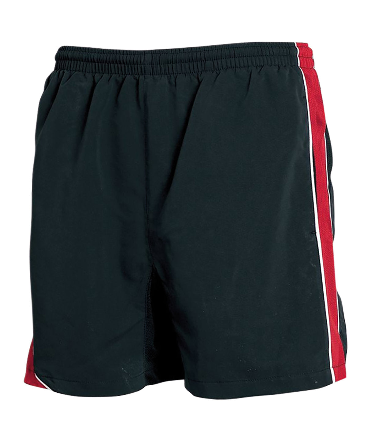 Black/Red/White Piping - Lined performance sports shorts - GarmentEmbroidery