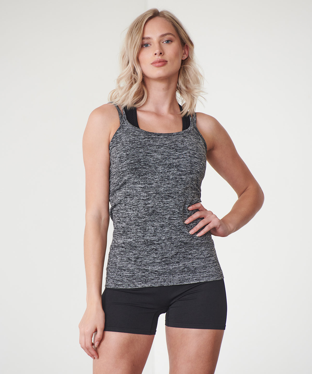 Blue Marl - Women's seamless strappy vest - GarmentEmbroidery
