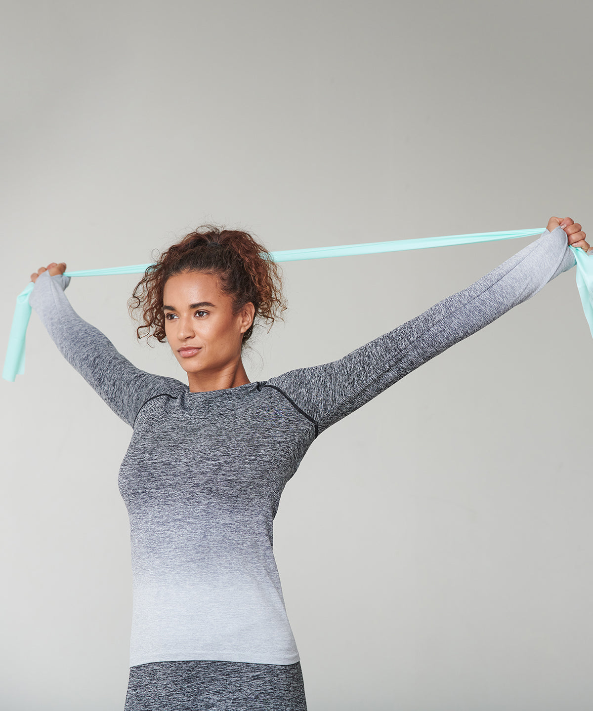 Dark Grey/Light Grey Marl - Women's seamless fade out long sleeve top - GarmentEmbroidery