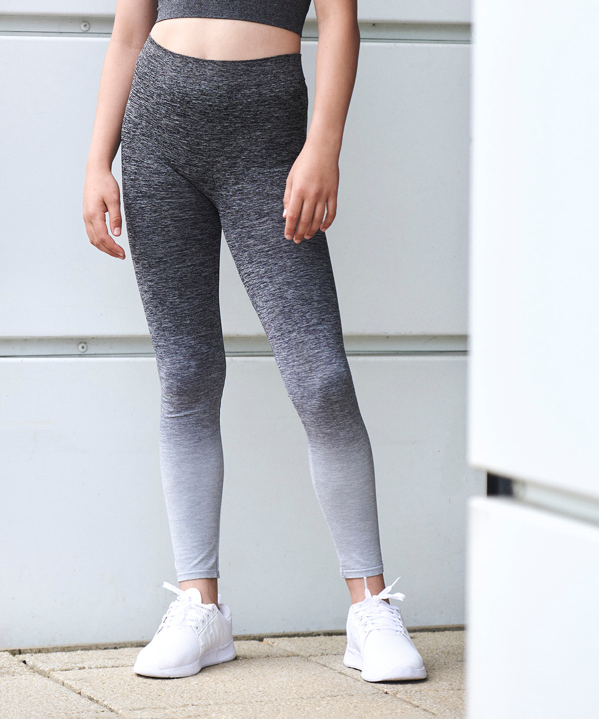 Dark Grey/Light Grey Marl - Kids seamless fade-out leggings - GarmentEmbroidery