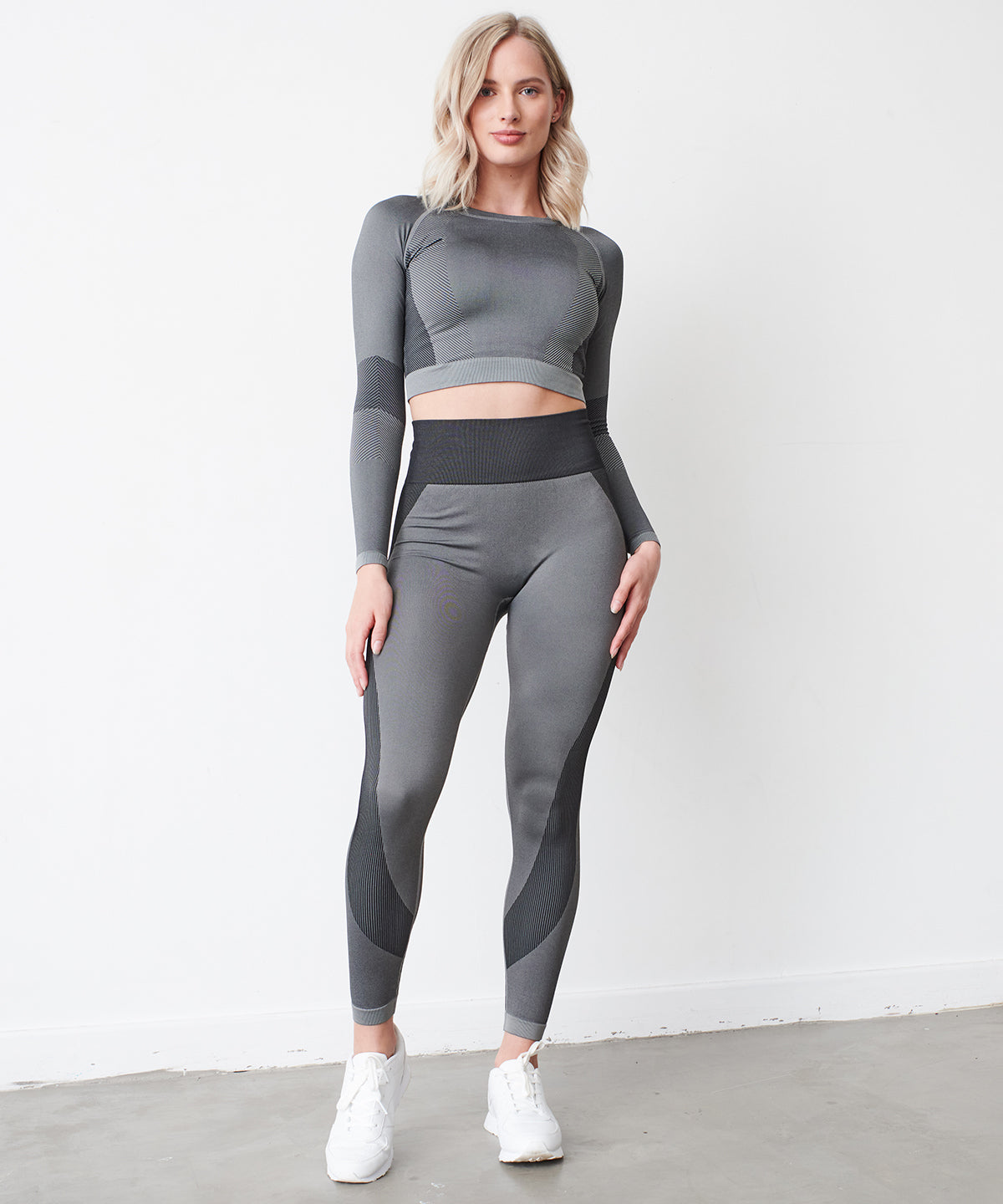 Bright Blue/Navy - Women's seamless panelled leggings - GarmentEmbroidery