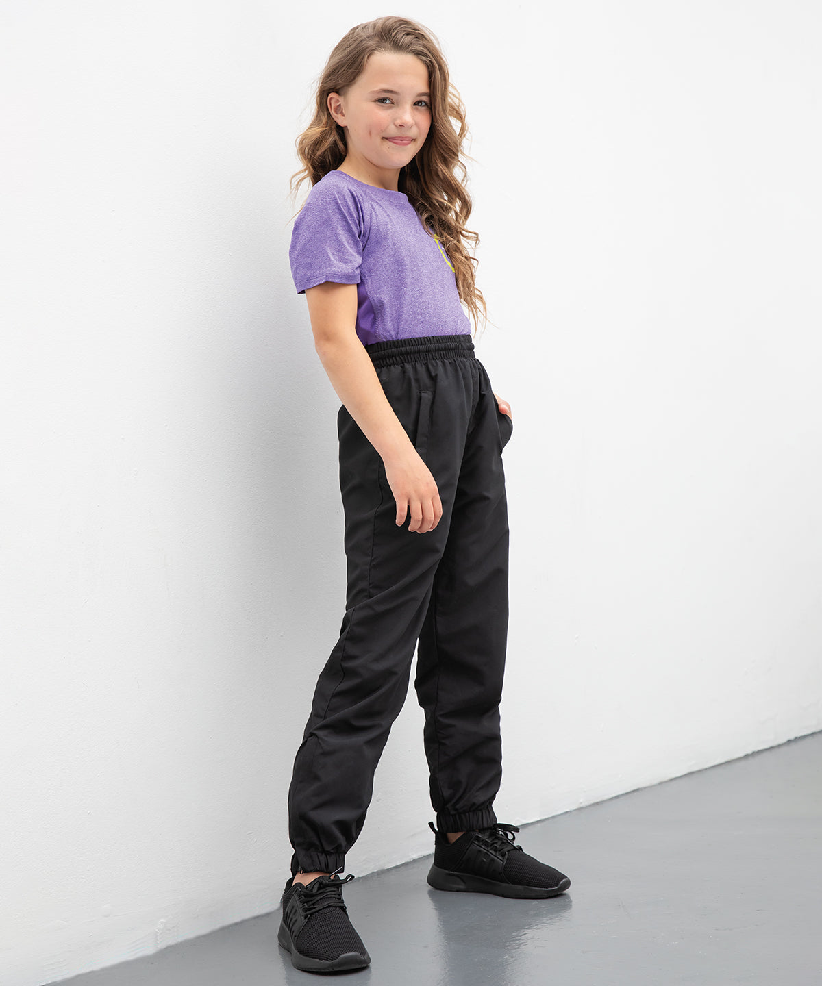 Black - Kids lined tracksuit bottoms - GarmentEmbroidery