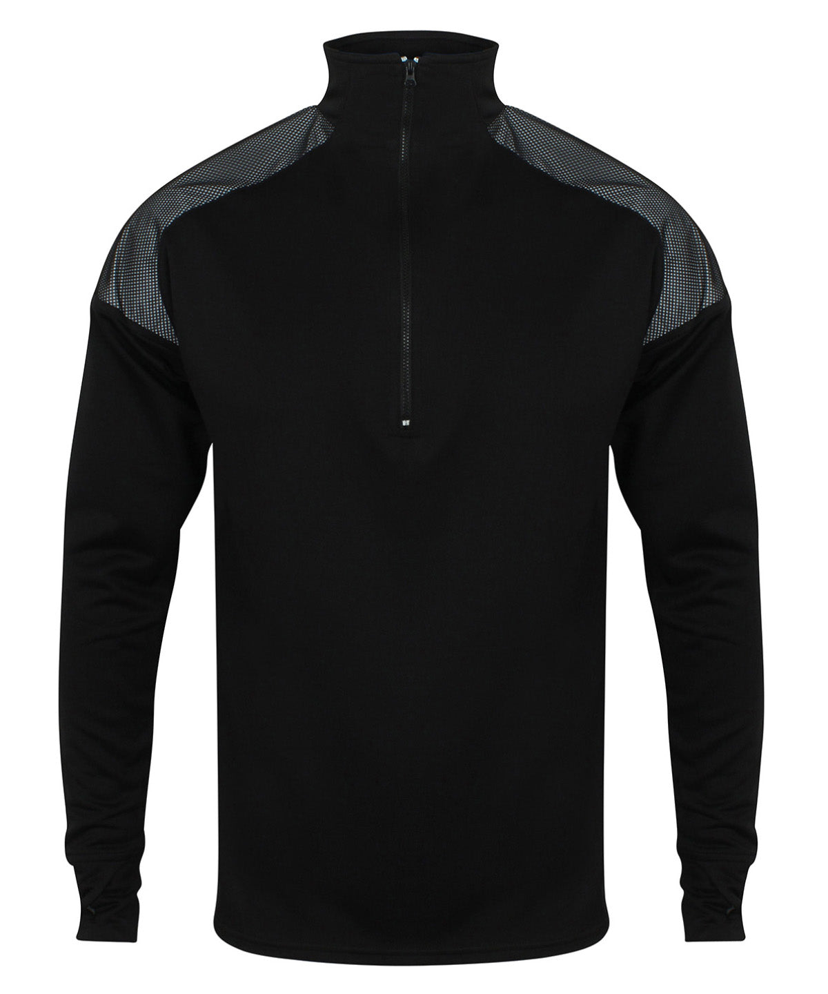 Black - ¼ zip top with reflective panels - GarmentEmbroidery