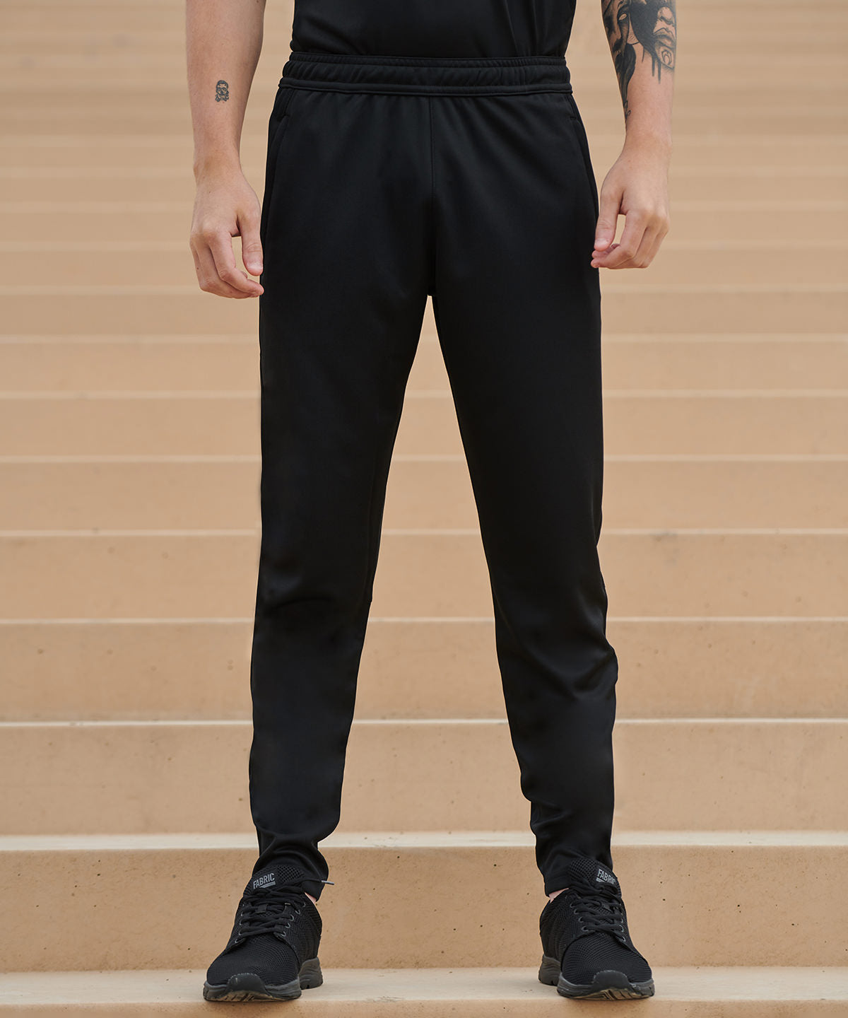 Black - Slim leg training pants - GarmentEmbroidery