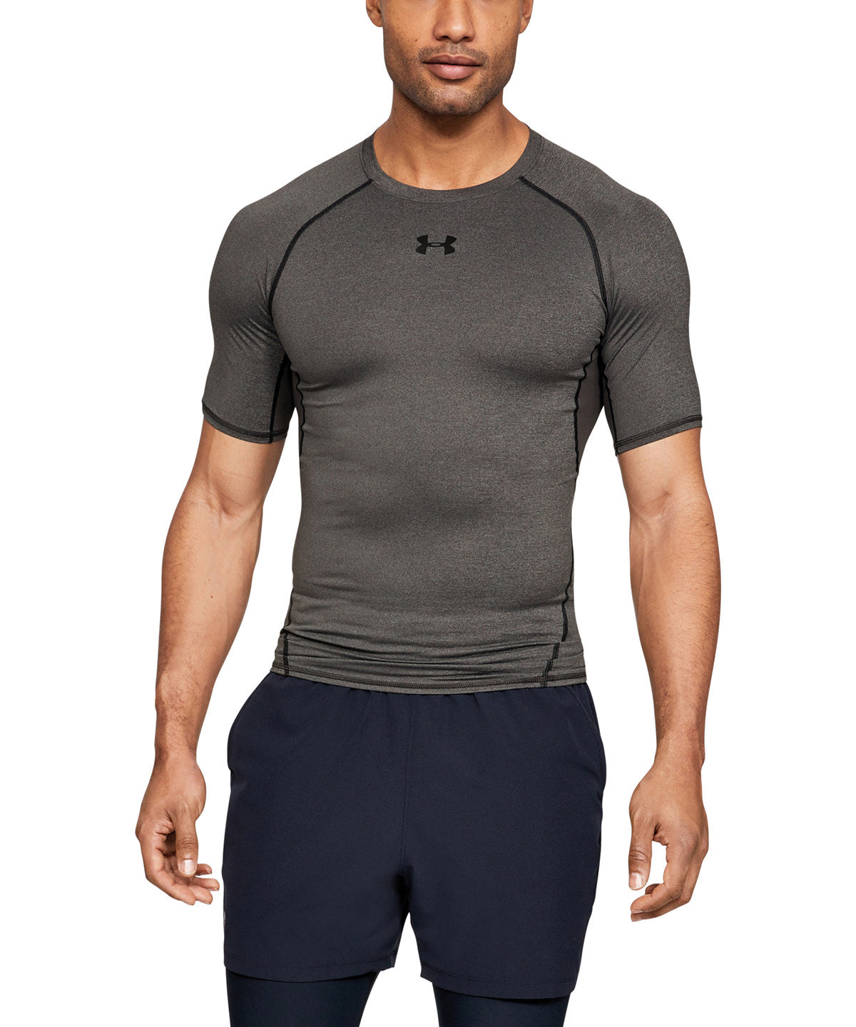 Black/Black - HeatGear® Armour short sleeve compression shirt - GarmentEmbroidery