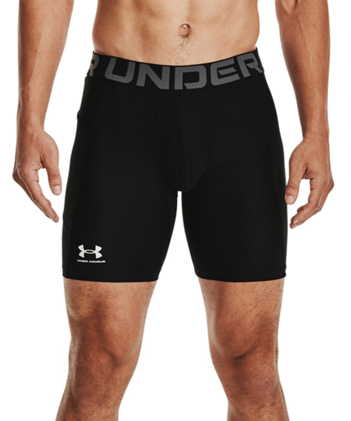 Black/White - UA HG armour shorts - GarmentEmbroidery